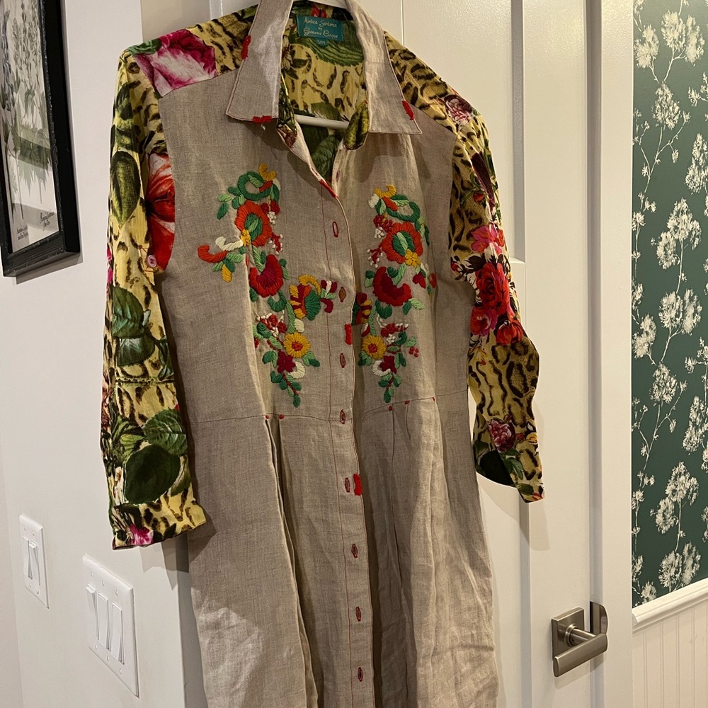 Antica Sartoria by Giacomo Cinque Floral Button tunic  - Yellow & Green
